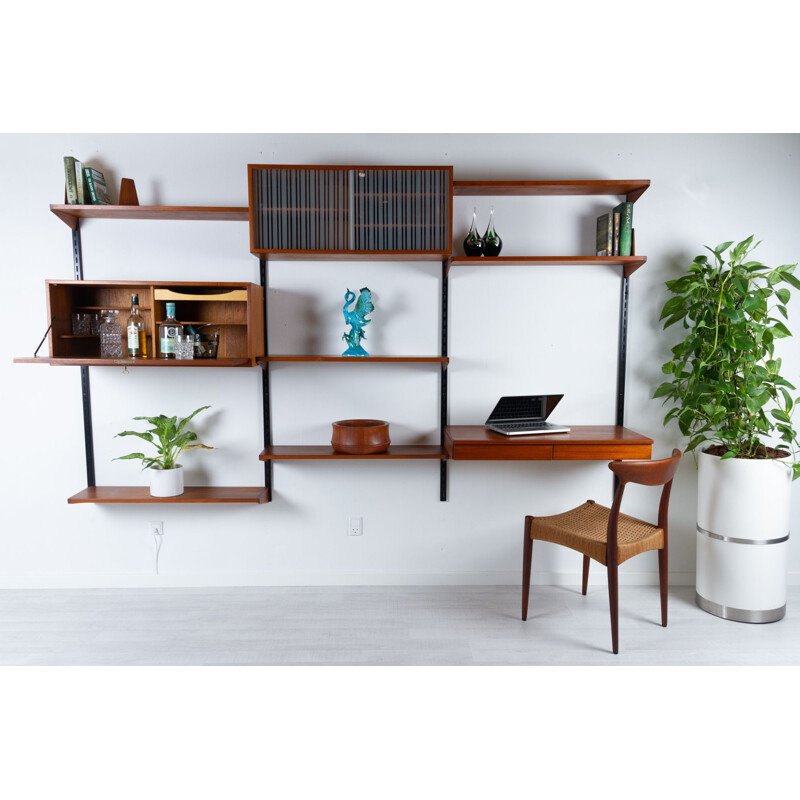 Vintage Danish teak wall unit by Kai Kristiansen for Feldballes Møbelfabrik, 1960s