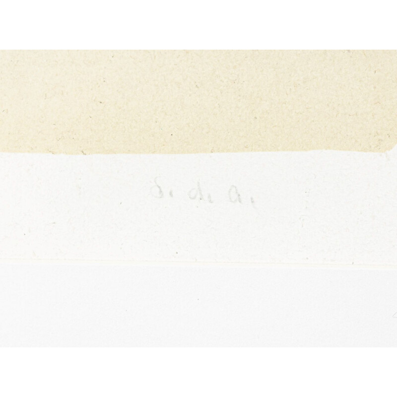 Litografía en color sobre papel de madera de época Jinete desnudo