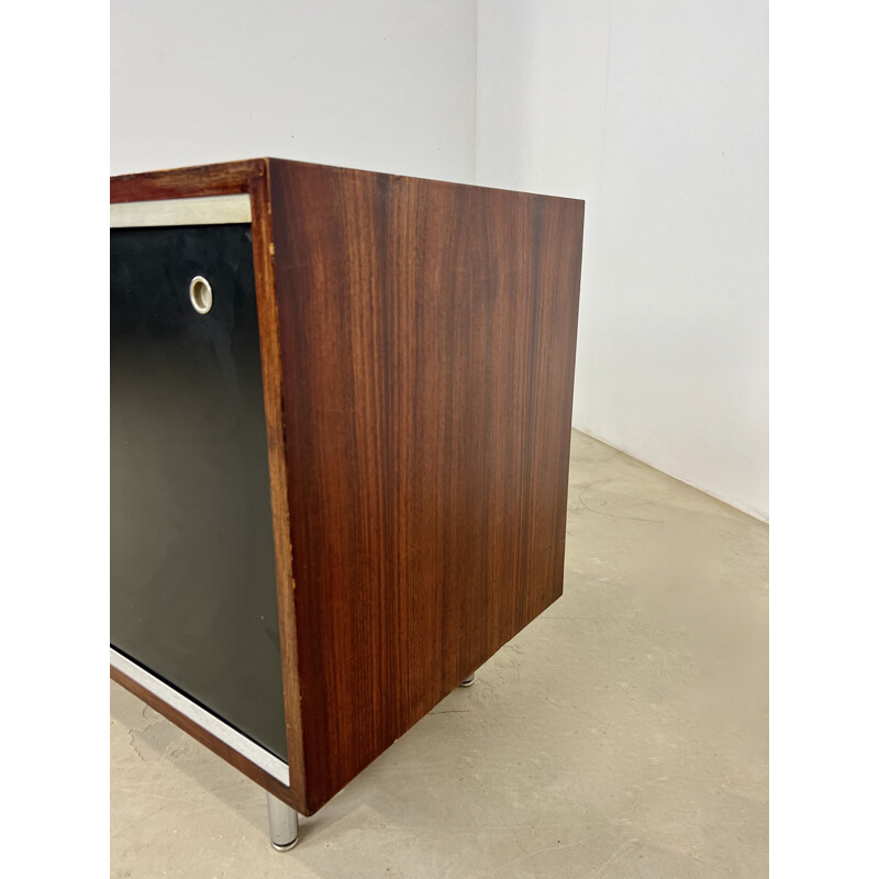 Vintage sideboard with two black sliding doors by Georges Nelson for Herman Miller, 1970s