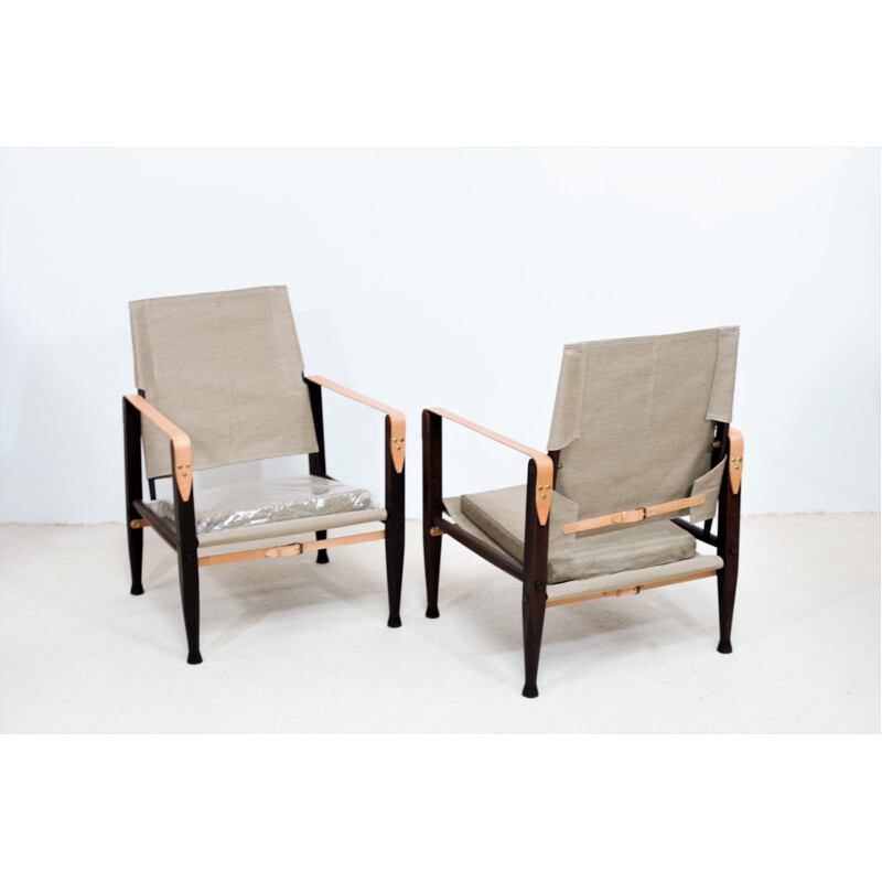 Pair of vintage armchairs in smoked ashwood by Kaare Klint for Rud Radmussen