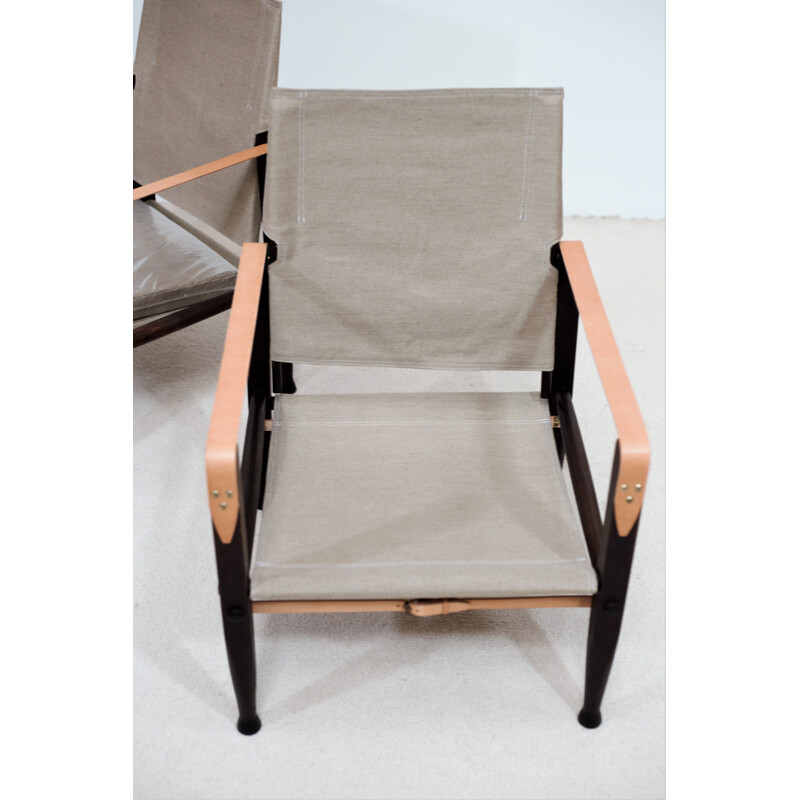 Pair of vintage armchairs in smoked ashwood by Kaare Klint for Rud Radmussen