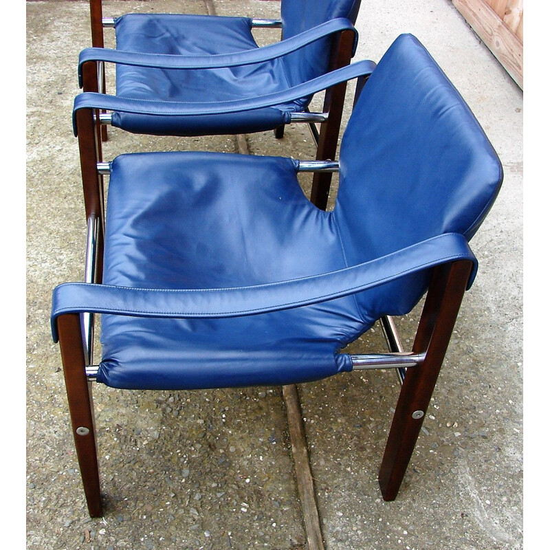 Pair of vintage Safari armchairs by Maurice Burke, 1960s