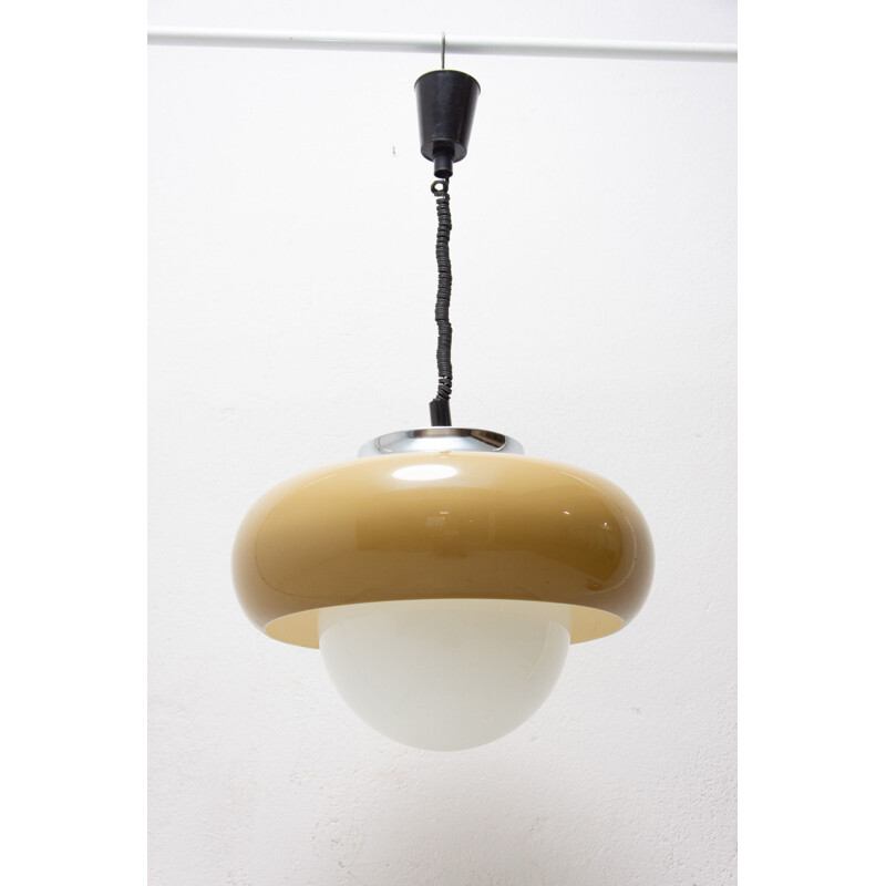 Vintage milky white glass pendant lamp by Guzzini for Meblo, Italy 1970