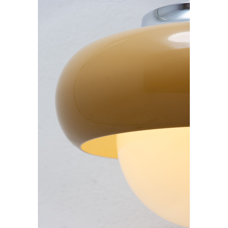 Vintage milky white glass pendant lamp by Guzzini for Meblo, Italy 1970