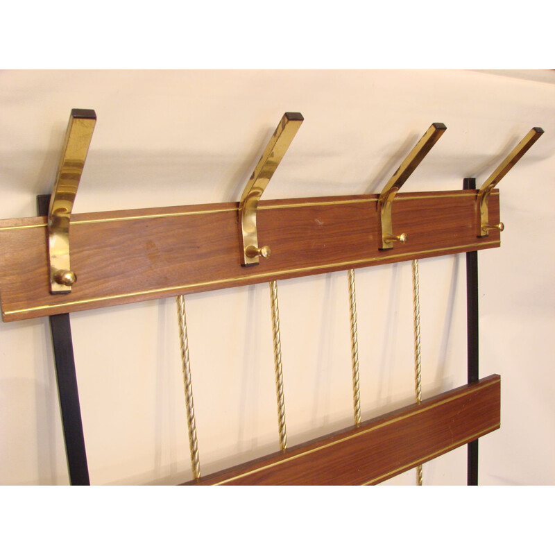 Mid century rosewood wall coat rack, 1960s