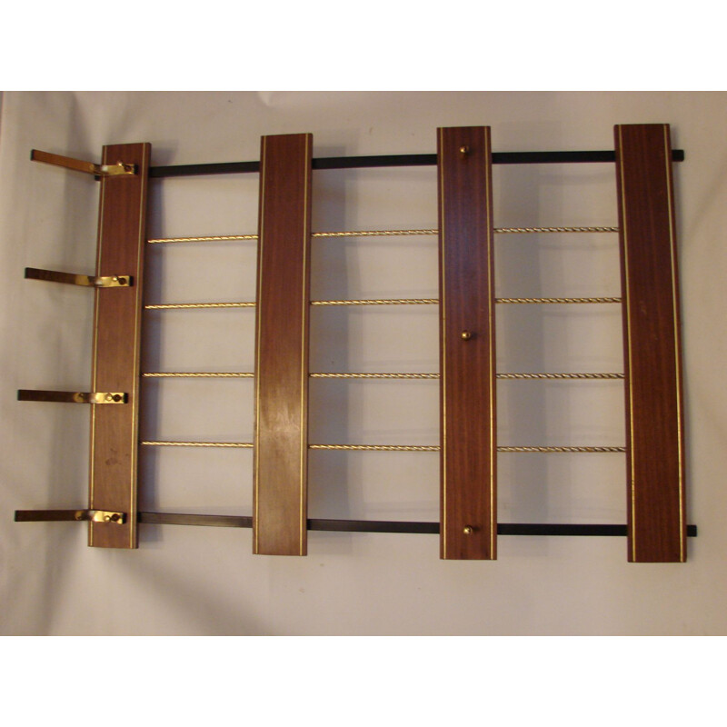 Mid century rosewood wall coat rack, 1960s