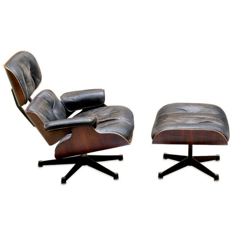 Fauteuil "lounge chair" et son ottoman, Charles et Ray EAMES - 1965