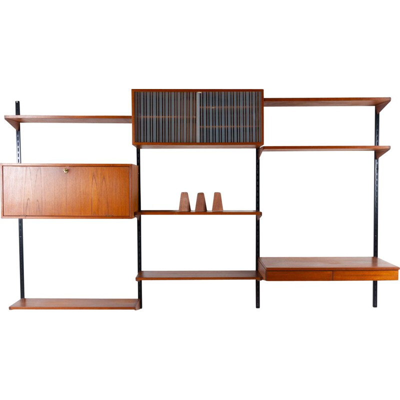 Vintage Danish teak wall unit by Kai Kristiansen for Feldballes Møbelfabrik, 1960s