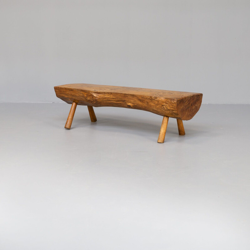 Vintage oak wooden bench by Omer Crab, 1980s