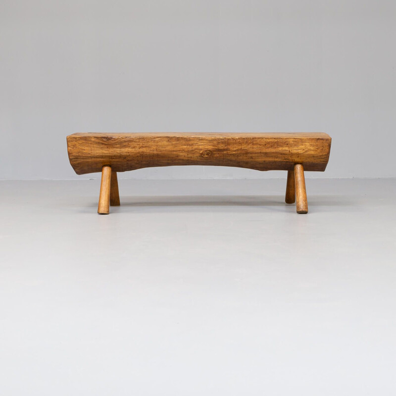 Vintage oak wooden bench by Omer Crab, 1980s