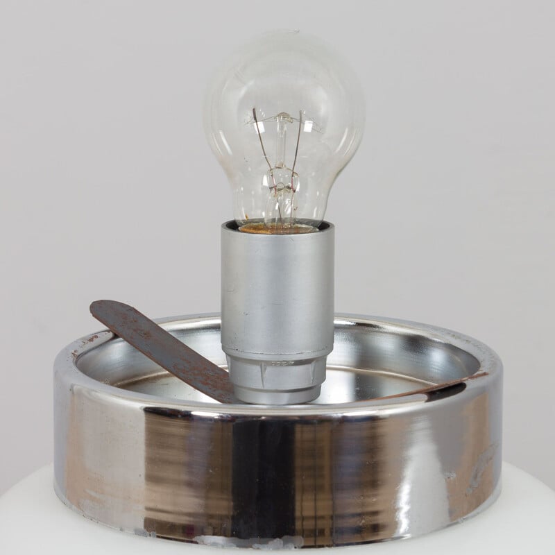 Lampe de table vintage Mazzega en verre de Murano blanc par Carlo Nason, 1960
