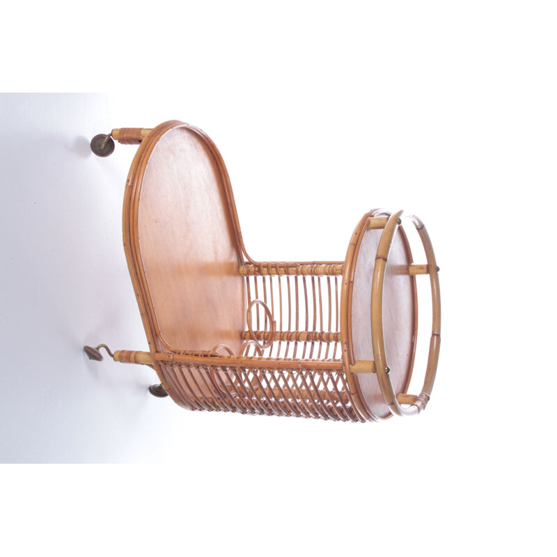 Vintage French bamboo bar trolley, 1960s