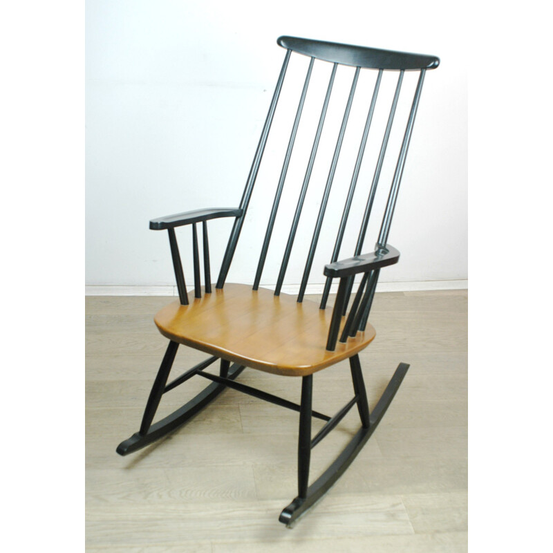 Rocking chair in solid oak and beech wood, Roland RAINER - 1950s