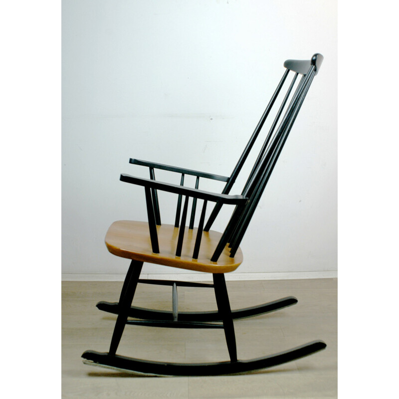 Rocking chair in solid oak and beech wood, Roland RAINER - 1950s