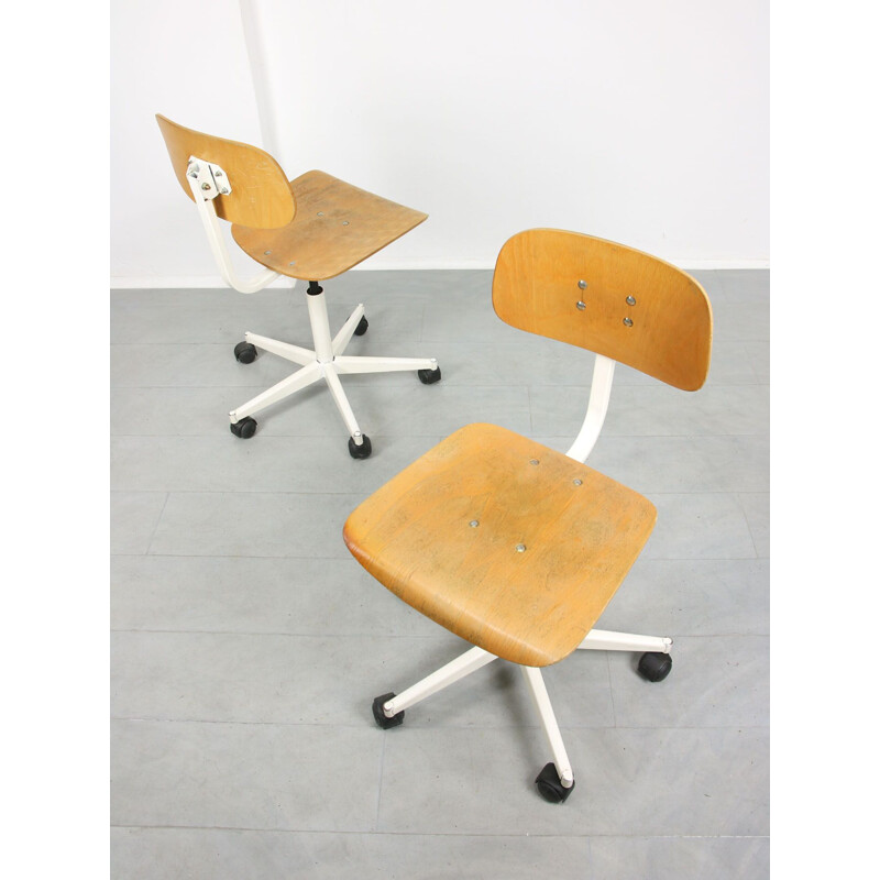 Vintage wooden swivel office chair
