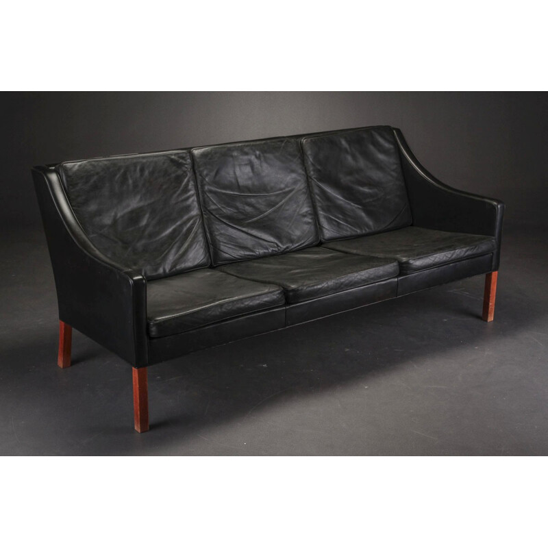 Black Scandinavian sofa in leather, Børge MOGENSEN - 1963