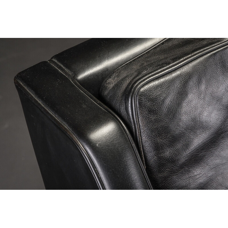 Black Scandinavian sofa in leather, Børge MOGENSEN - 1963