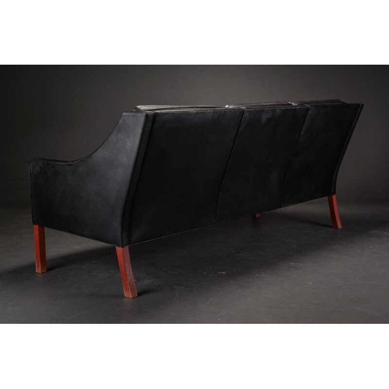 Black Scandinavian sofa in leather, Børge MOGENSEN - 1963