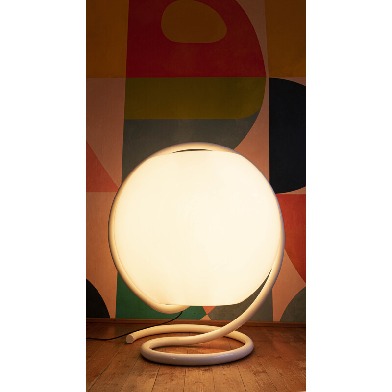 Vintage "mappamondo" 2144 vloerlamp in gelakte stalen buis van Elio Martinelli voor Martinelli Luce, Italië 1968