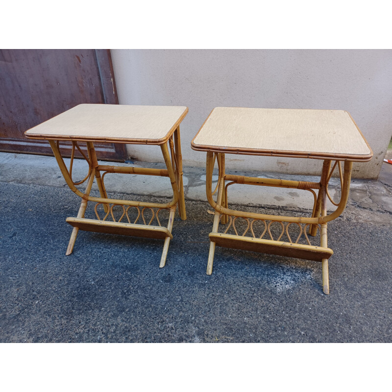 Pair of vintage rattan night stands