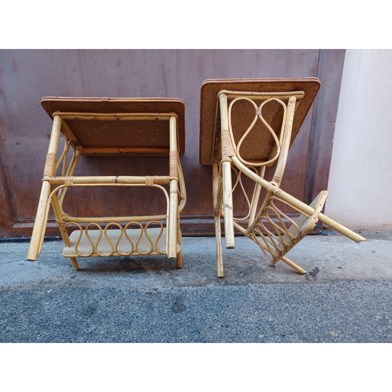 Pair of vintage rattan night stands