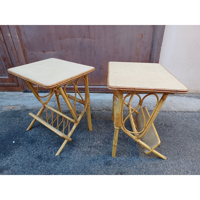 Pair of vintage rattan night stands