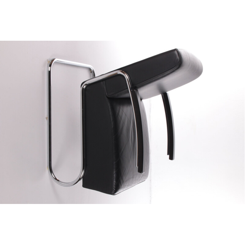 Vintage Sessel S411 aus schwarzem Leder von Thonet , 1980