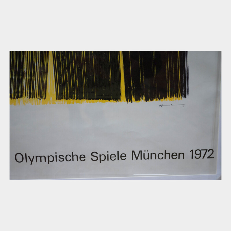 Vintage famed Munich olympic games poster by Hans Hartung, 1972