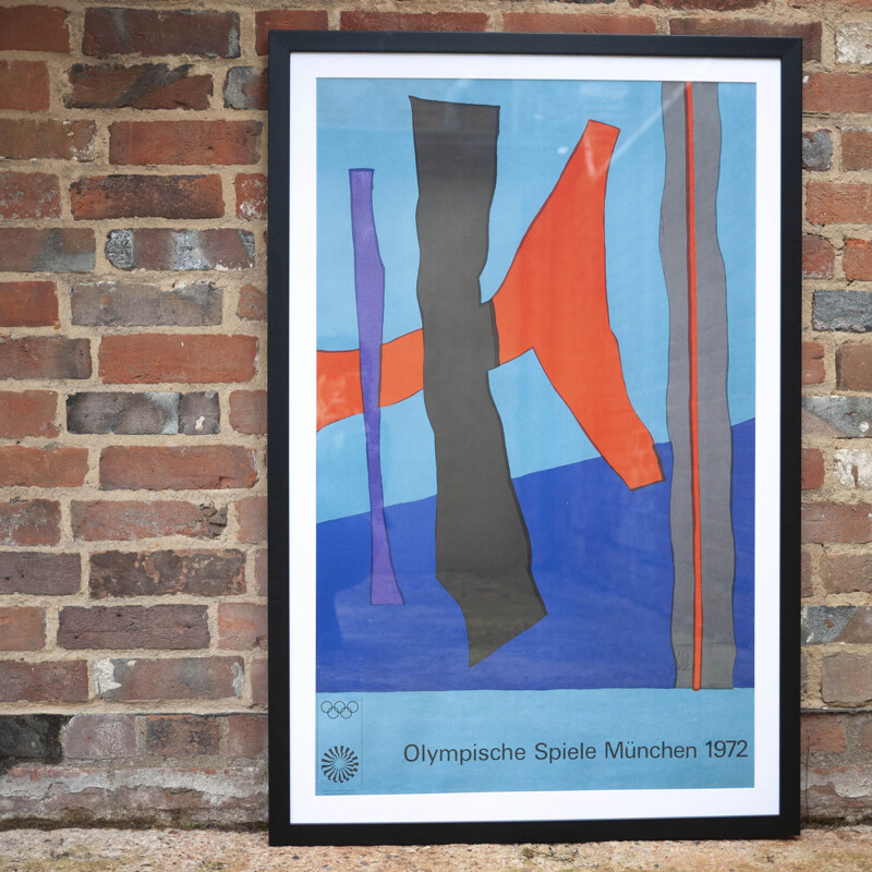 Vintage framed abstract composition by Winter Fritz, Germany 1972