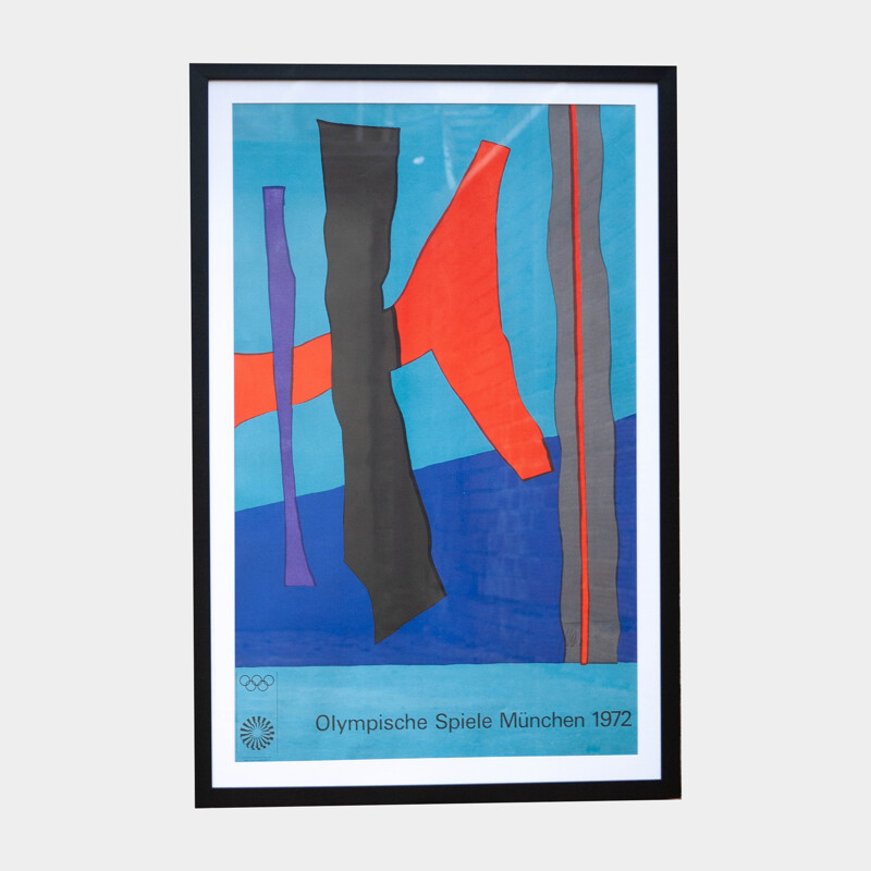 Vintage framed abstract composition by Winter Fritz, Germany 1972