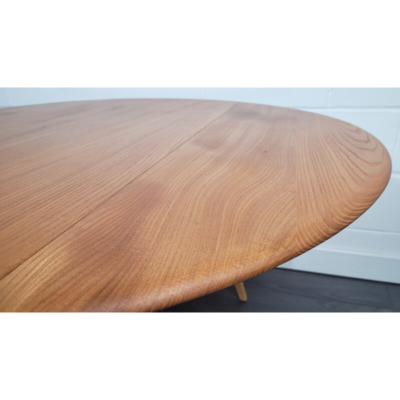 Vintage Ercol round drop leaf dining table, 1960s