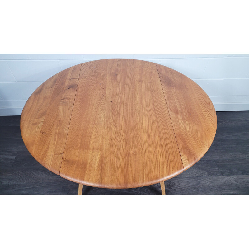 Vintage Ercol round drop leaf dining table, 1960s