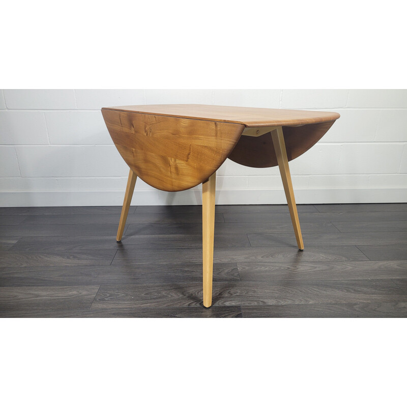 Vintage Ercol round drop leaf dining table, 1960s