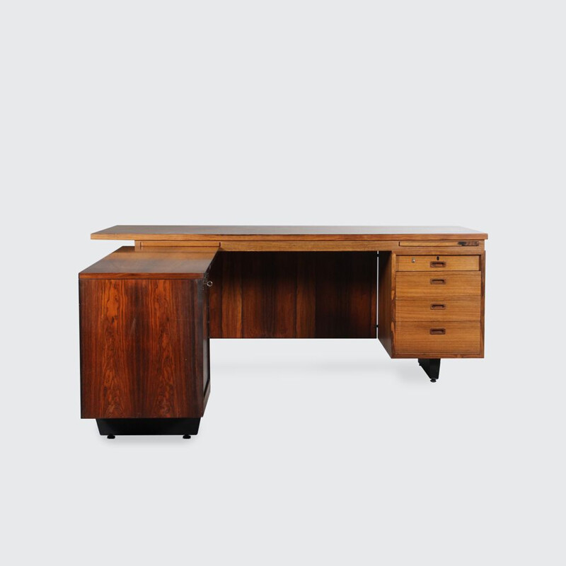 Vintage rosewood corner desk by Sigvard Bernadotte & Acton Bjørn for Nipu, Denmark 1958