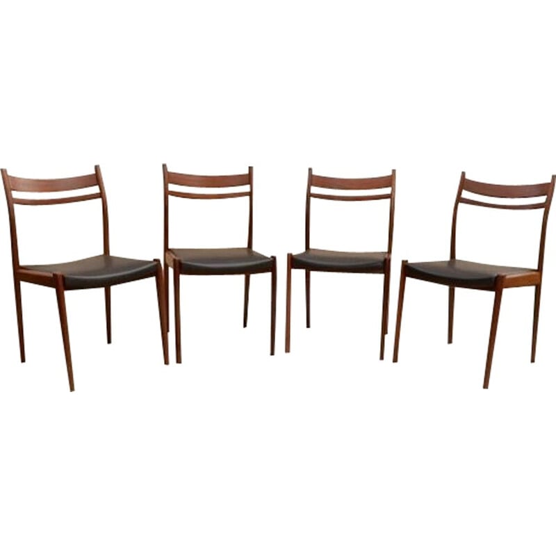 Ensemble de 4 chaises scandinave vintage en palissandre, 1960