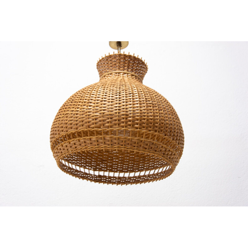 Vintage wicker chandelier by Uluv, Czechoslovakia 1960