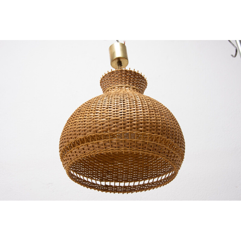 Vintage wicker chandelier by Uluv, Czechoslovakia 1960