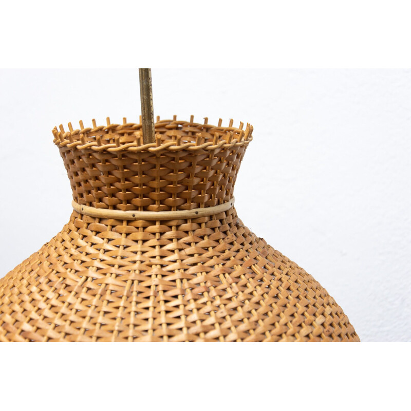 Vintage wicker chandelier by Uluv, Czechoslovakia 1960