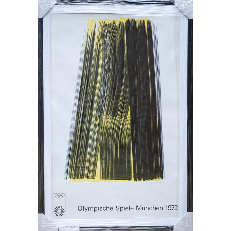 Vintage famed Munich olympic games poster by Hans Hartung, 1972