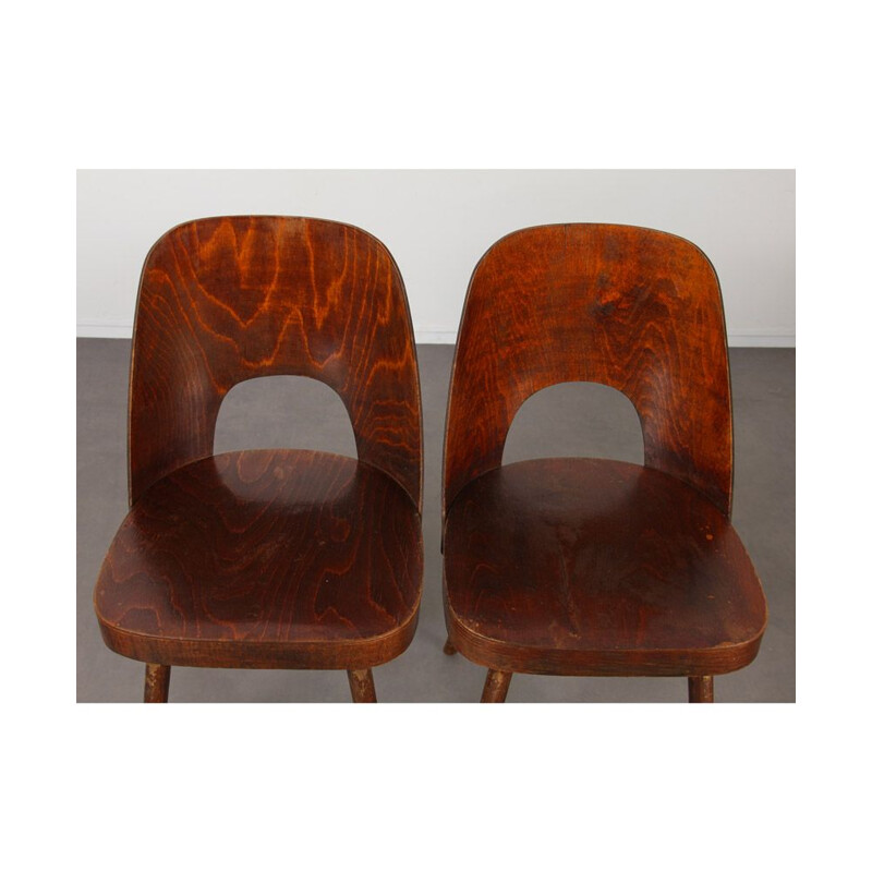 Lot de 4 chaises vintage en bois par Oswald Haerdtl pour Ton, 1960