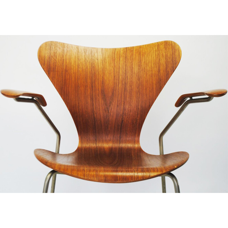 Silla vintage de teca de Arne Jacobsen para Fritz Hansen