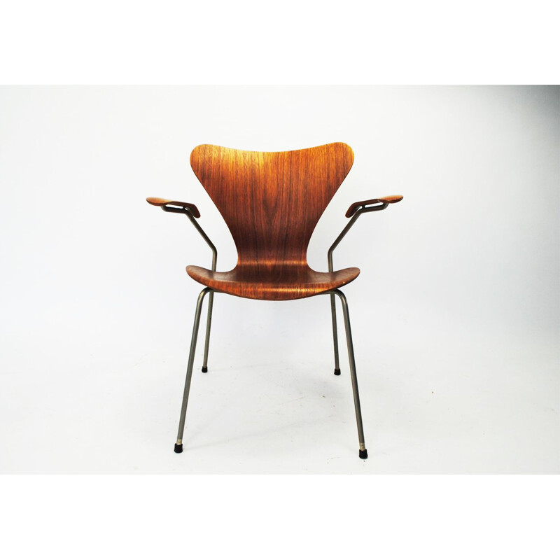 Silla vintage de teca de Arne Jacobsen para Fritz Hansen