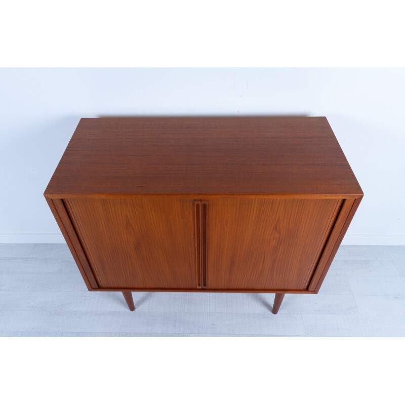 Vintage Danish teak sideboard with tambour doors by Kai Kristiansen for Feldballes Møbelfabrik, 1960s