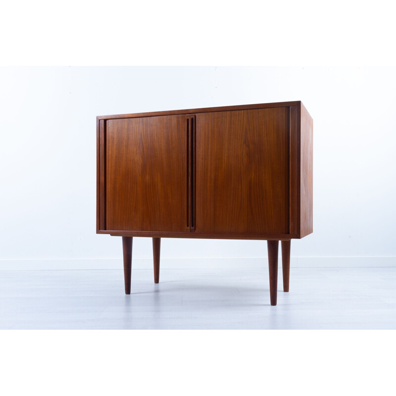 Vintage Danish teak sideboard with tambour doors by Kai Kristiansen for Feldballes Møbelfabrik, 1960s