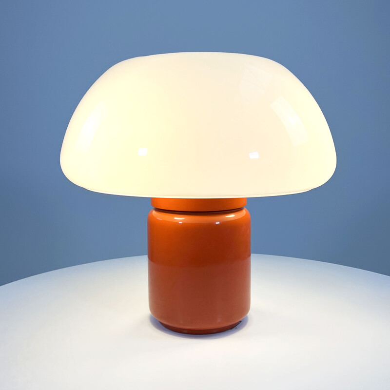 Lampe de table vintage orange Mushroom par Elio Martinelli pour Martinelli Luce, 1970