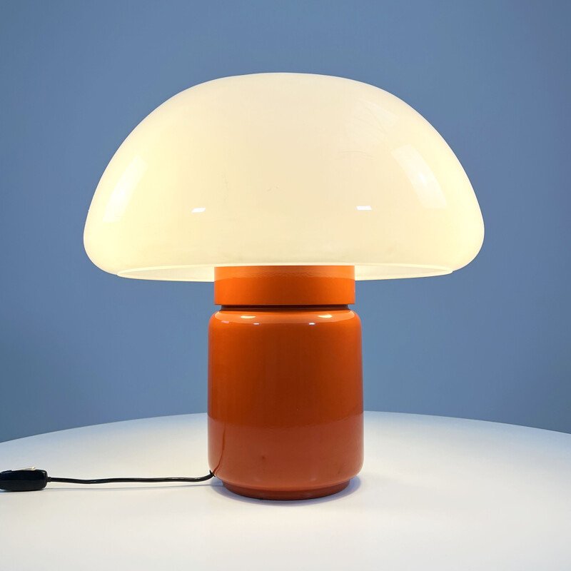 Lampe de table vintage orange Mushroom par Elio Martinelli pour Martinelli Luce, 1970