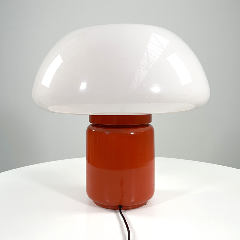 Vintage orange Mushroom table lamp by Elio Martinelli for Martinelli Luce, 1970s