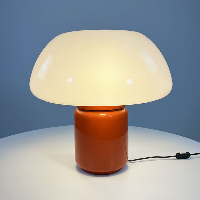 Vintage orange Mushroom table lamp by Elio Martinelli for Martinelli Luce, 1970s