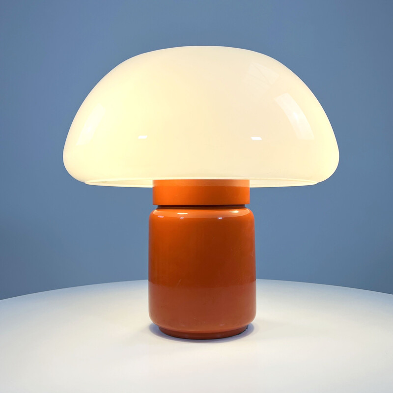 Vintage orange Mushroom table lamp by Elio Martinelli for Martinelli Luce, 1970s