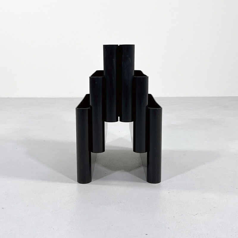 Vintage black magazine rack by Giotto Stoppino for Kartell, 1970s